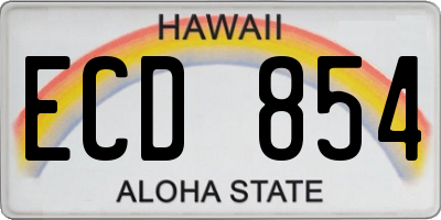 HI license plate ECD854