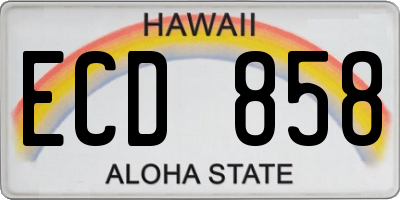 HI license plate ECD858