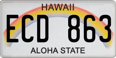 HI license plate ECD863