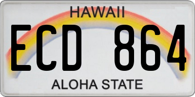 HI license plate ECD864