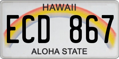 HI license plate ECD867