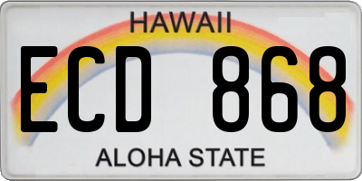 HI license plate ECD868