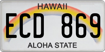 HI license plate ECD869