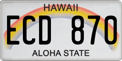 HI license plate ECD870
