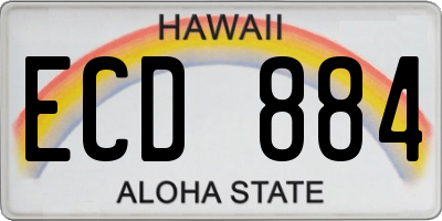 HI license plate ECD884