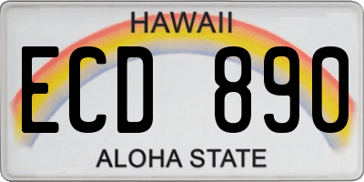 HI license plate ECD890