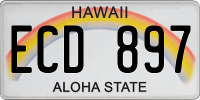 HI license plate ECD897