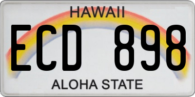 HI license plate ECD898