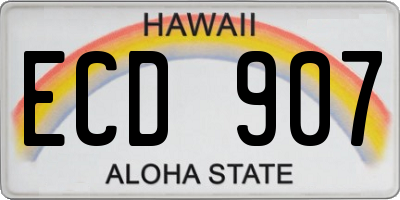HI license plate ECD907