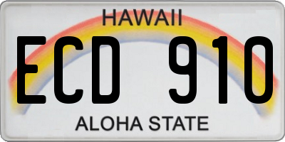 HI license plate ECD910
