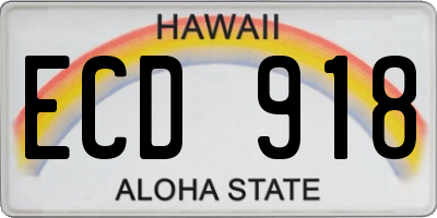 HI license plate ECD918
