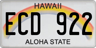 HI license plate ECD922