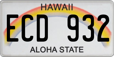 HI license plate ECD932