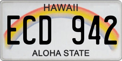 HI license plate ECD942
