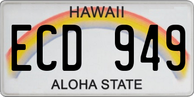 HI license plate ECD949