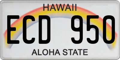 HI license plate ECD950