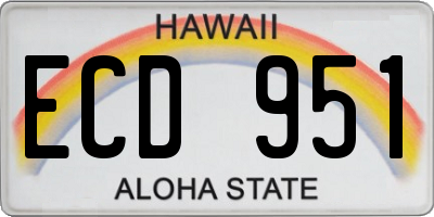 HI license plate ECD951