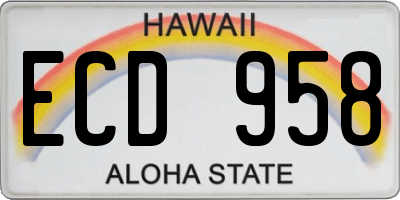HI license plate ECD958