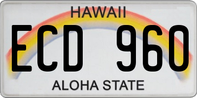 HI license plate ECD960