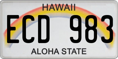 HI license plate ECD983