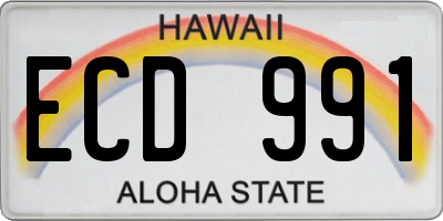 HI license plate ECD991