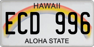 HI license plate ECD996