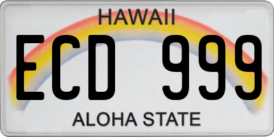 HI license plate ECD999