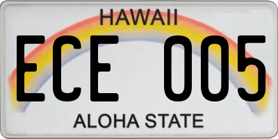 HI license plate ECE005