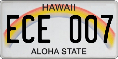 HI license plate ECE007