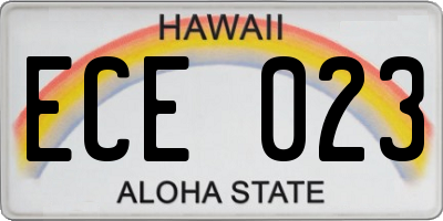 HI license plate ECE023
