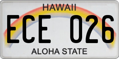 HI license plate ECE026