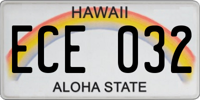HI license plate ECE032