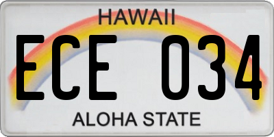 HI license plate ECE034