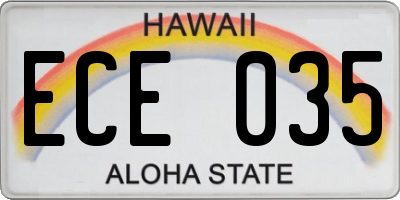 HI license plate ECE035