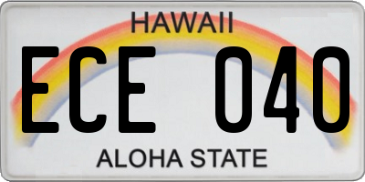 HI license plate ECE040