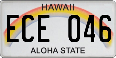 HI license plate ECE046