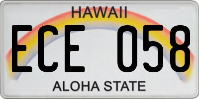 HI license plate ECE058