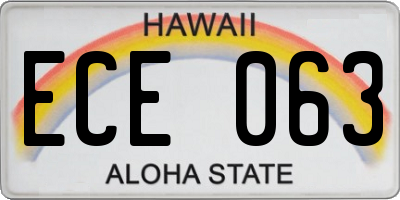 HI license plate ECE063