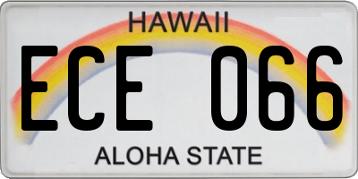 HI license plate ECE066