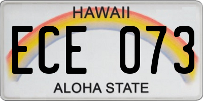 HI license plate ECE073