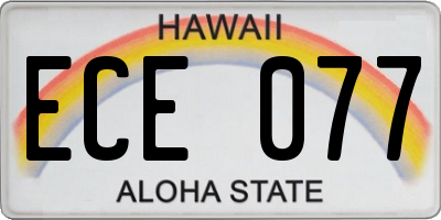 HI license plate ECE077