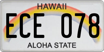 HI license plate ECE078