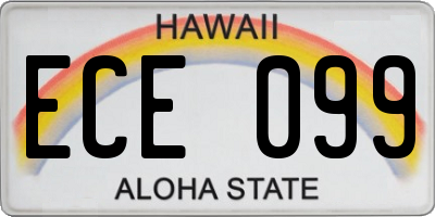 HI license plate ECE099