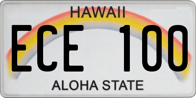 HI license plate ECE100