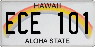 HI license plate ECE101