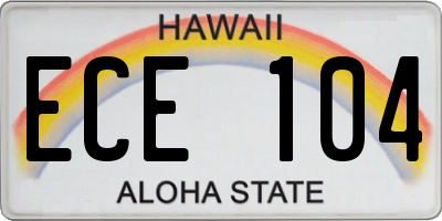 HI license plate ECE104