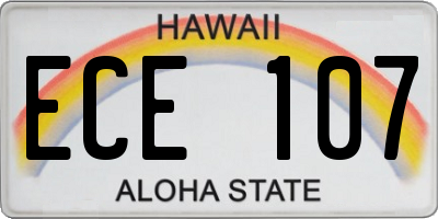 HI license plate ECE107