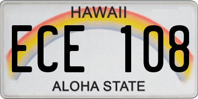 HI license plate ECE108
