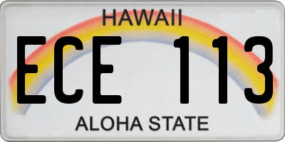 HI license plate ECE113