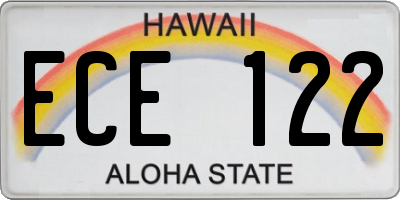 HI license plate ECE122